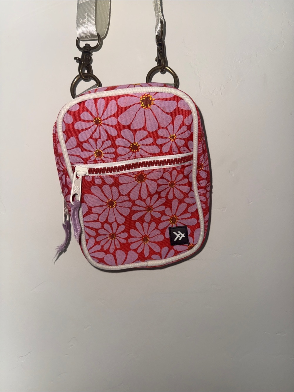 Thread Small Floral Crossbody Bag - Pink & Red purse/fannypack/school